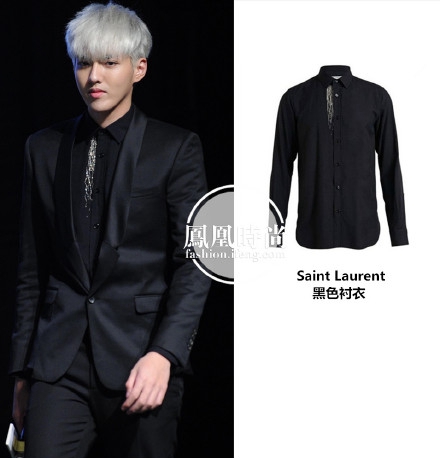 吴亦凡身穿Saint Laurent黑色衬衫