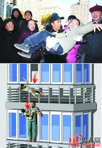 6岁女童从5楼坠下被4楼装修工人伸手接住 　