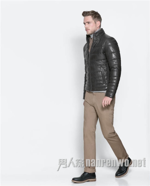 深灰绗缝棉外套