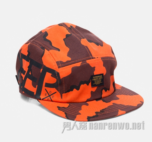 橘色迷彩印花棒球帽