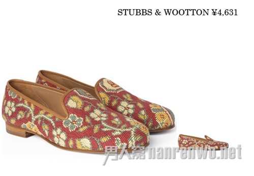STUBBS & WOOTTON绒绣花卉鞋