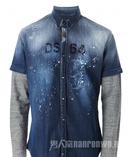 DSQUARED2拼接牛仔衬衫