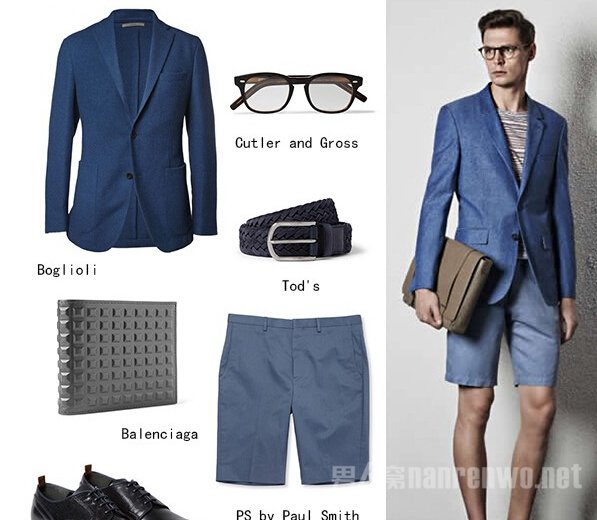 西装型短裤look