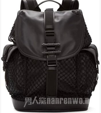 欧洲正品代购 Givenchy 纪梵希 男款黑色皮革网眼背包双肩包