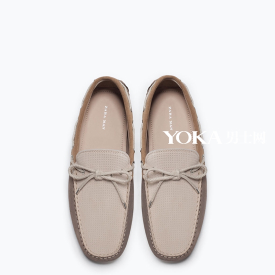 ZARA 撞色蝴蝶结真皮司机鞋