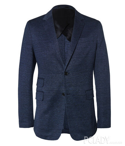 NAVY COTTON AND LINEN-BLEND BLAZER　 ￡920