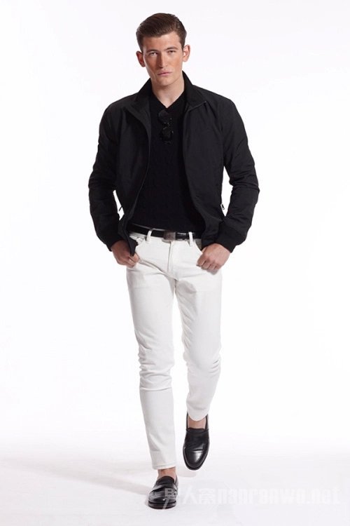 Polo Ralph Lauren 2016春夏男装秀场 黑色休闲西装搭配白色休闲裤