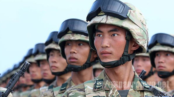本次阅兵式训练中的狼牙山五壮士英模部队方队官兵