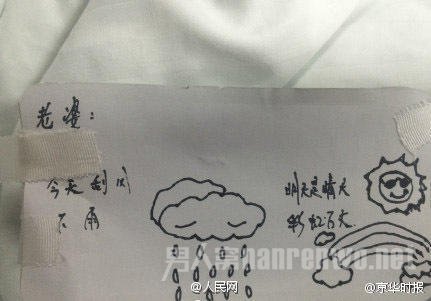 丈夫画出爱心小纸条鼓励妻子