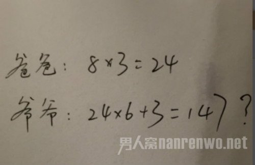 　小学奇葩数学题爷爷比爸爸大123岁 