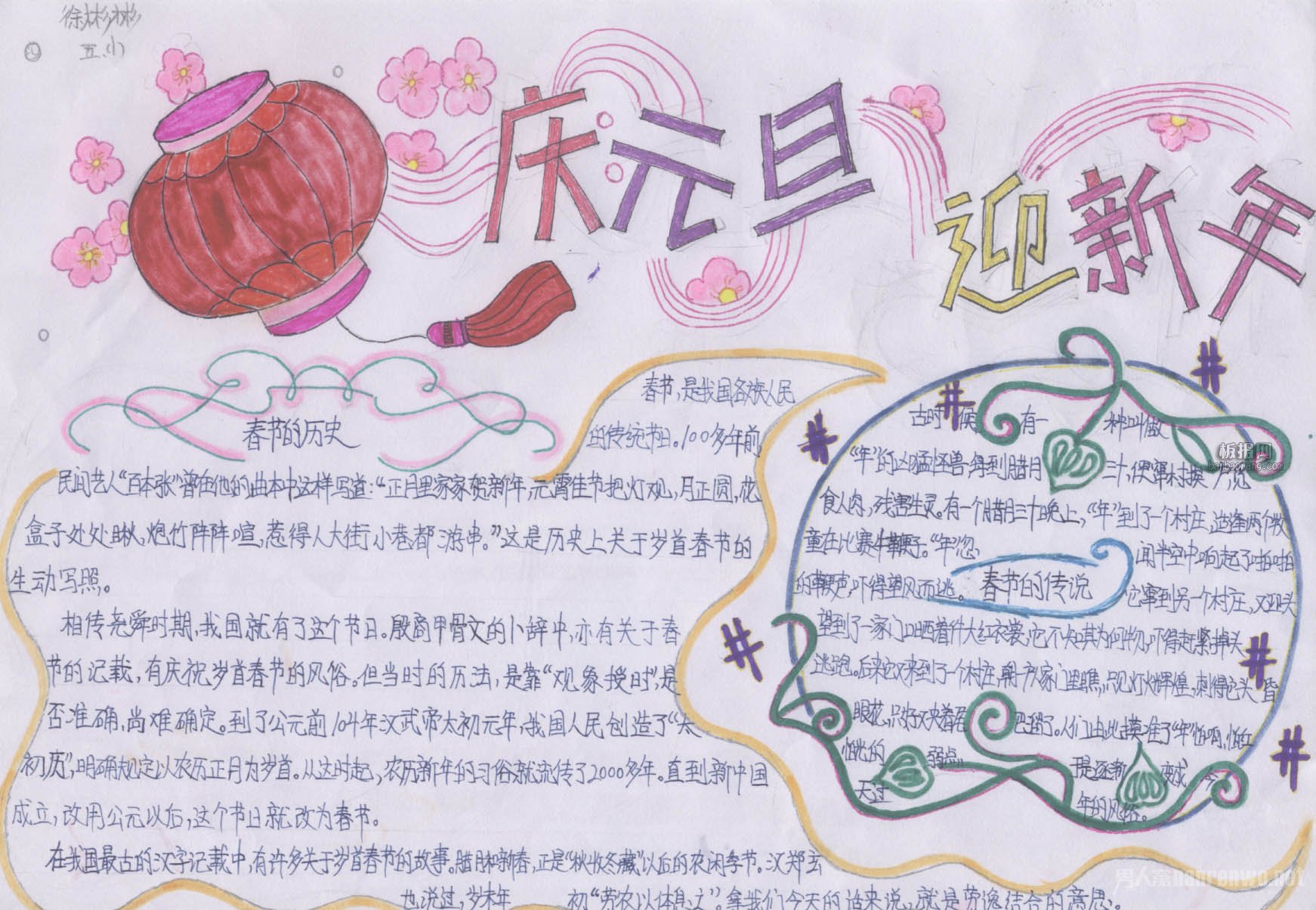 元旦手抄报版面设计图