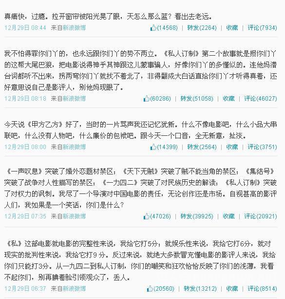 冯小刚微博截图