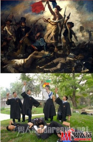 毕业照“临摹体”,重现经典油画场面