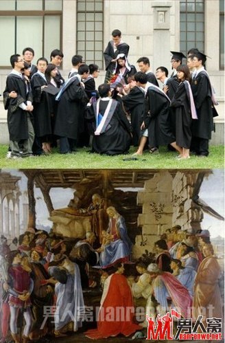 毕业照“临摹体”,重现经典油画场面